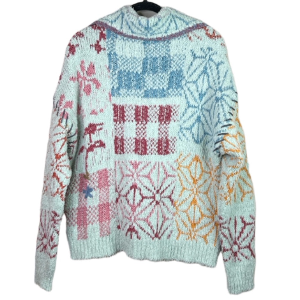 Free People Prairie Cardi Knit Cardigan Sweater Floral Pockets Open Front Small - Picture 6 of 8